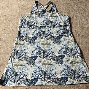Leaf Print Chunky Halter Dress with Pockets (Medium) Fairy Grunge Jungle Hippie